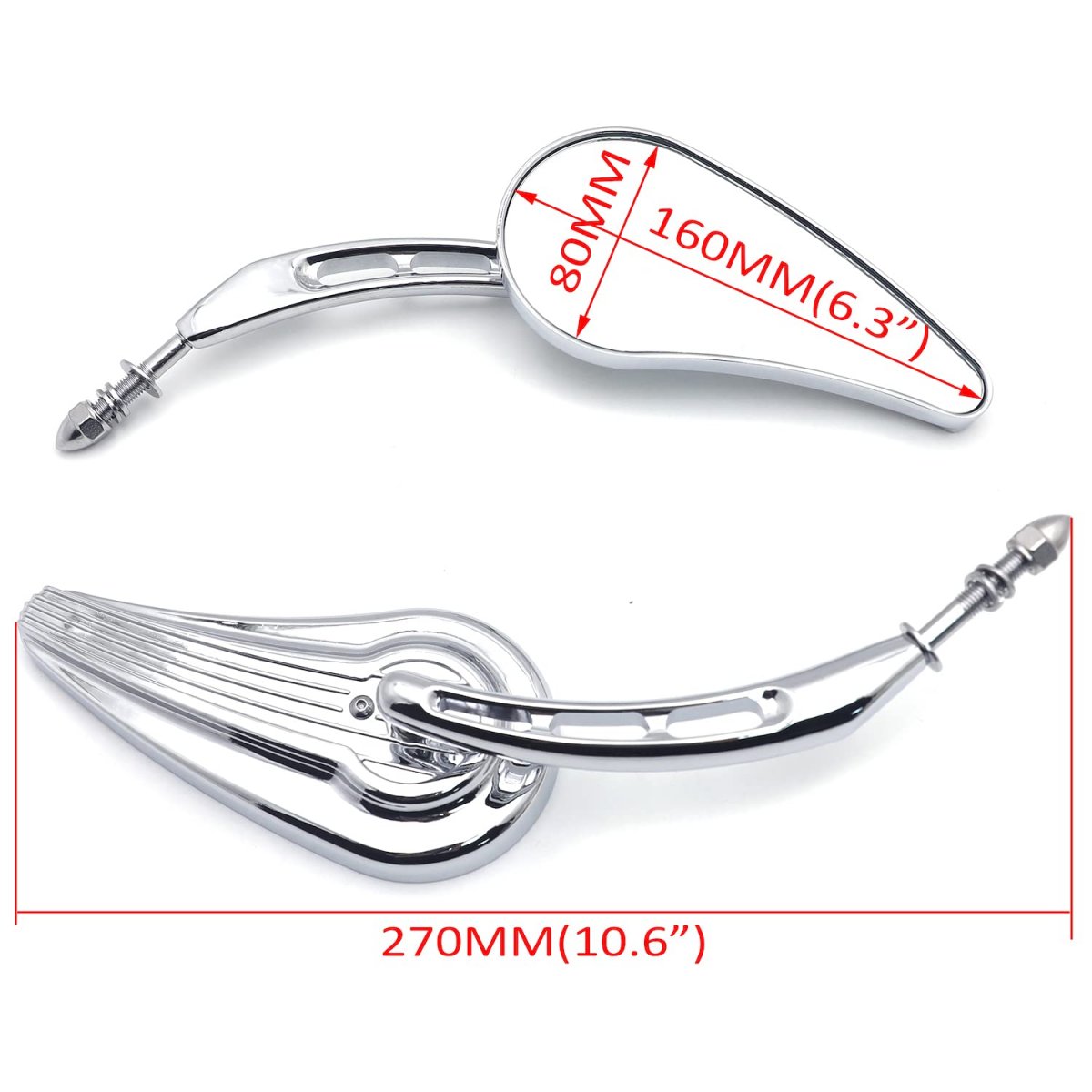 Httmt Mt382d- Chrome Raindrop Side Mirrors For H-d 1982-later All Models Except Vrscf 2014-later Flhtkse Flhrse6 Flhr And Flhrc