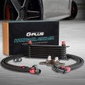 G-plus Black Engine Oil Cooler Kit 7 Row An10 Compatible With Bmw Mini Cooper S Turbo R56 2006-2012 Aluminum