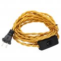 15ft 18 2 Cloth Covered Lamp Cord With Plug Vintage Electrical Stripped Ends For Extension Wiring Diy Repairing Golden 