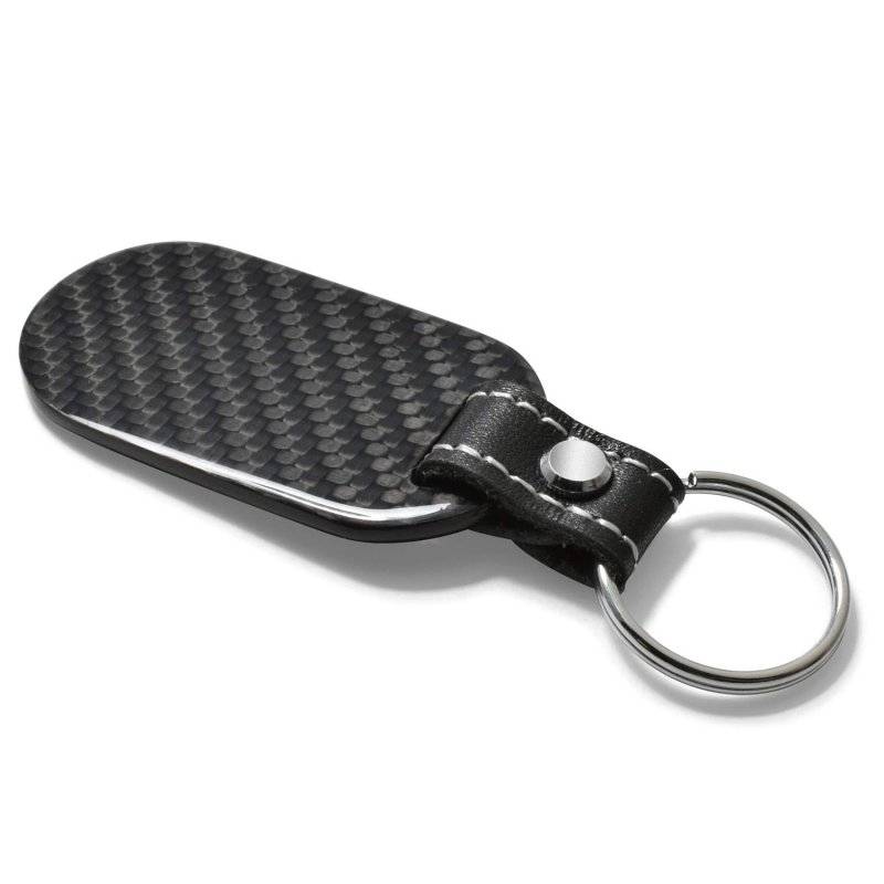 Ford Maverick Real Black Carbon Fiber Keychain With Leather Strap Large Tag Style Official Licensed Accessory 2 In X 1 5