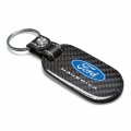 Ford Maverick Real Black Carbon Fiber Keychain With Leather Strap Large Tag Style Official Licensed Accessory 2 In X 1 5