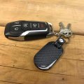 Ford Maverick Real Black Carbon Fiber Keychain With Leather Strap Large Tag Style Official Licensed Accessory 2 In X 1 5