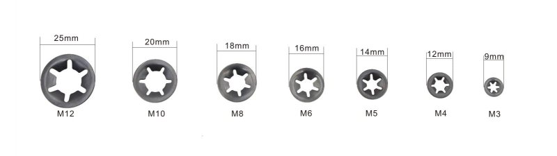 Hvazi 285pcs Metric M3 M4 M5 M6 M8 M10 M12 Internal Tooth Starlock Washers Assortment Kit External Push Rings On