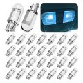 Auceli 30 Pcs Led Light Bulbs 6000k 12v Error Free Interior For Cars Dome Map License Plate Glove Box Colored 194 Wedge Cob 