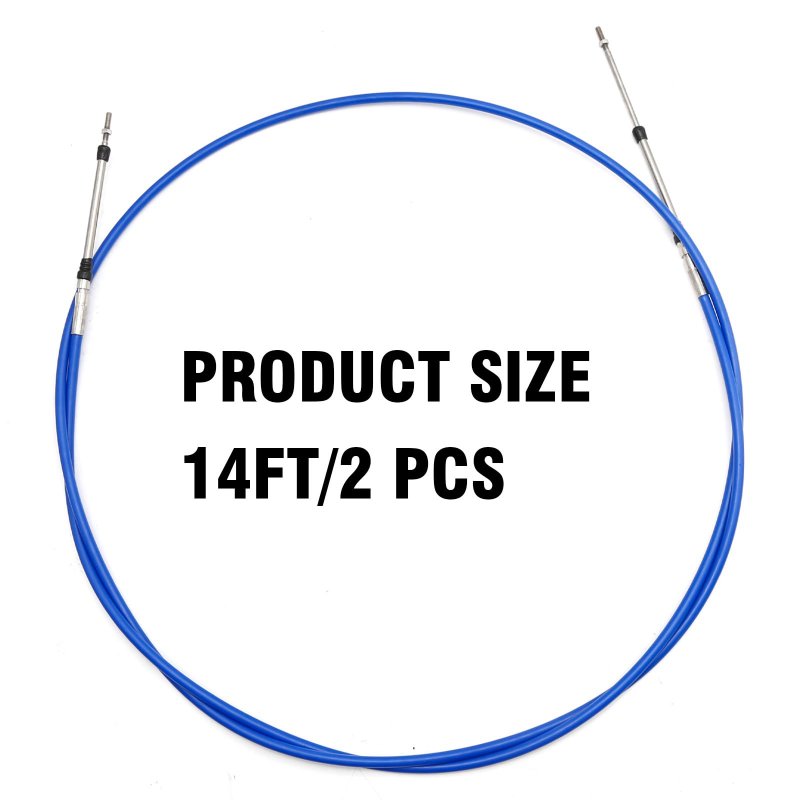 Marine 33c Throttle Shift Remote Control Box Cable For Yamaha Outboard Engine Boat Motor Steering System Blue 14ft 2 Pieces