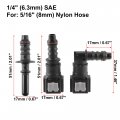 X Autohaux 2 Set 1 4 6 3mm Sae To 5 16 8mm Nylon Fuel Line Hose Quick Release Connector Disconnect Straight 90 Degree