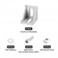 Uxcell 8set Inside Corner Bracket Gusset Kits 38x38x35mm 4040 Angle Connector For Series Aluminum Profile Silver 16 X Slider