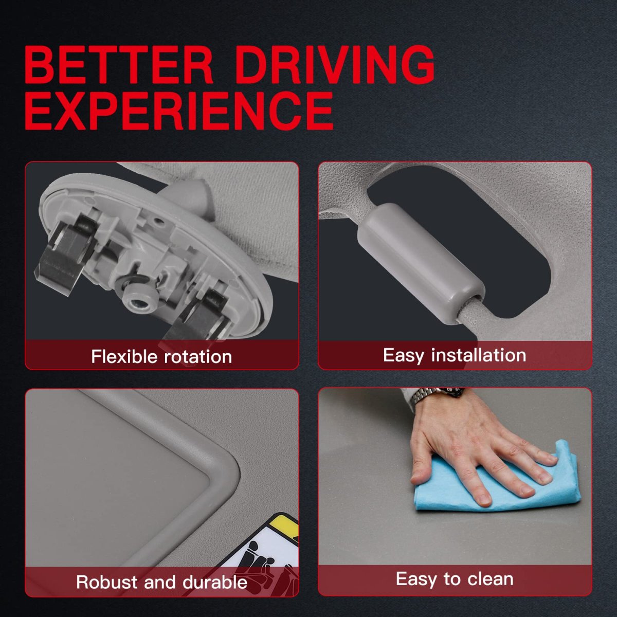Sun Visor Left Driver Side Gray For Toyota Camry 2006 2007 2008 2009 2010 2011 Direct Fit Reliable Replacement Adjustable