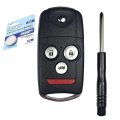 Hqrp Folding Flip Key Fob Shell Remote Case Keyless Entry With 4 Buttons And Cr1616 Battery For Honda Accord Acura Mdx Rdx Tl