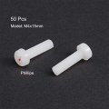 Uxcell M4x15mm Threaded Nylon Phillips Cross Pan Head Machine Screws Bolts White 50pcs