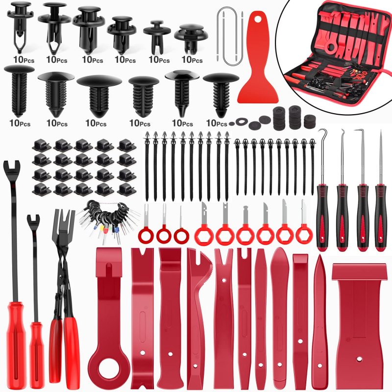 Nilight 238pcs Trim Removal Tool Auto Push Pin Bumper Retainer Clip Set Fastener Terminal Remover Adhesive Cables Kit Car Panel