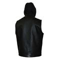 Mens Leather Vest 1 Panel Removable Hudy Patch Holder Club Motorcycle Riding Bks 