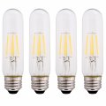 Creative Hobbies Clear 3 5w Led T10 Tubular Light Bulb Nickel Plated E26 Medium Base 40 Watt Equivalent 4 Pack