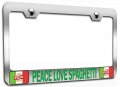Peace Love Spaghetti Italian Italy Chrome Metal License Plate Frame Tag Holder A20 