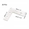Uxcell Flat Angle Bracket Plate L Shape Repair Joining Support Brace 38mmx38mm Silver Tone 20pcs