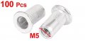 Uxcella 100pcs M5 Aluminium Threaded Knurled Flat Head Blind Rivet Nuts Nutserts