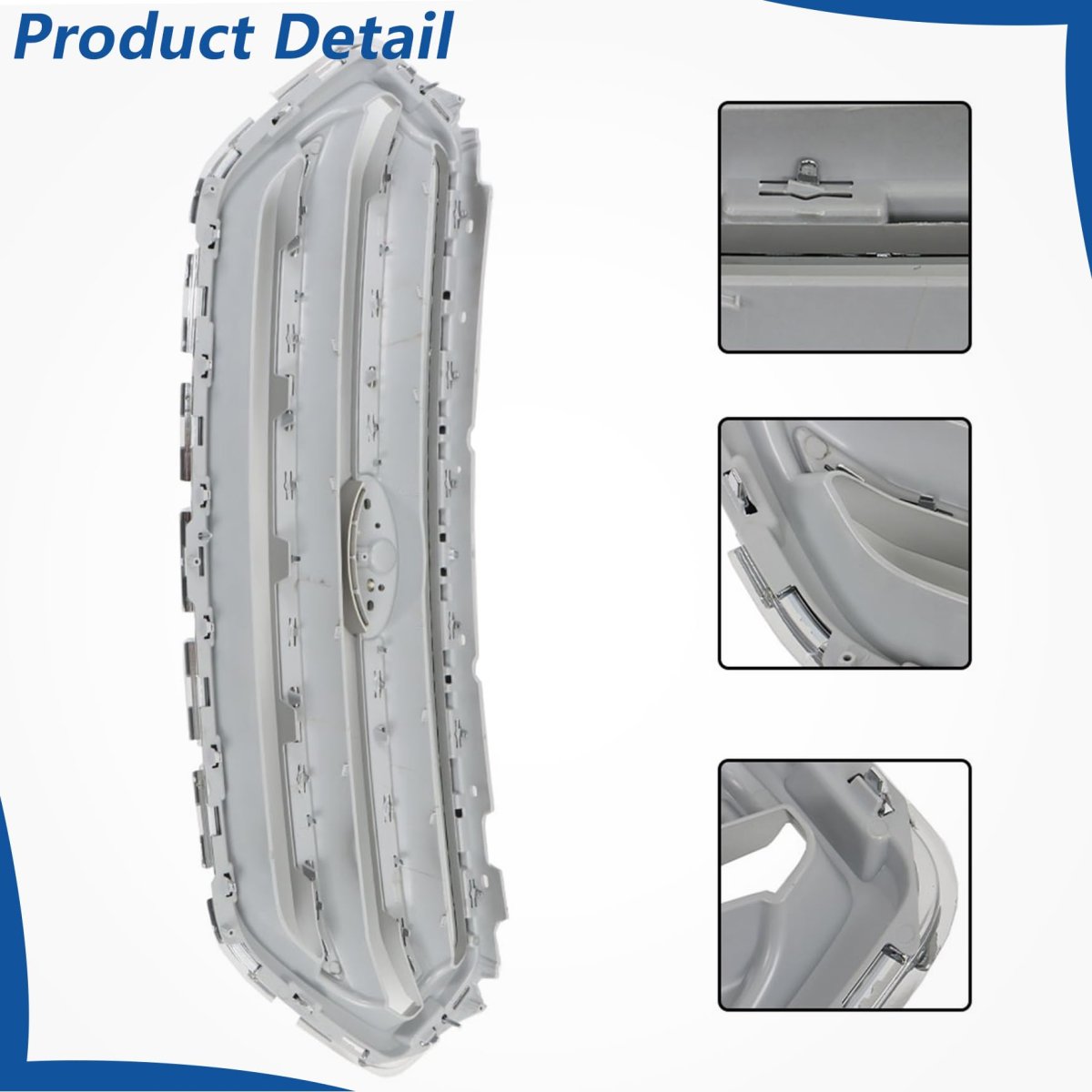 Silvery Grey With Chrome Molding Trim Frame Front Bumper Grille Upper Replacement For Escape 2017-2019 Gj5z8200b