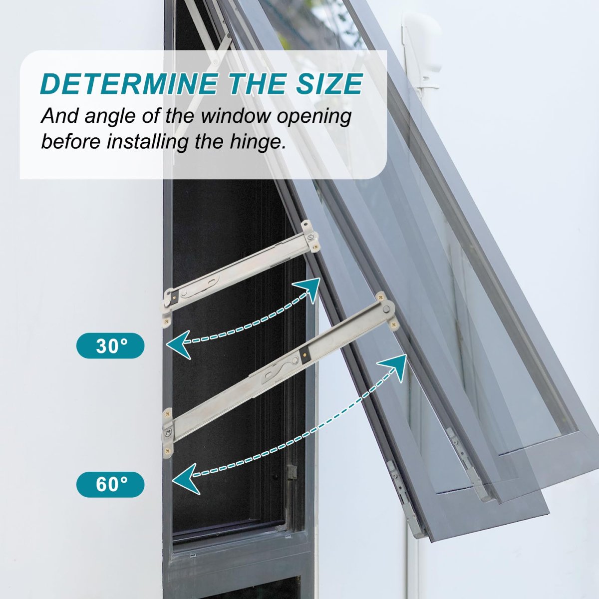2pcs Window Hinges 8 304 Stainless Steel Top-hung Stays Adjustable Telescopic Support Hardware Kit Angle Controller Silver