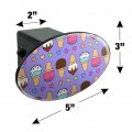 Ice Cream Pattern With Rainbow Hearts Oval Tow Trailer Hitch Cover Plug Insert