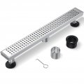 Zekoo Linear Shower Drain 12 Inch Brushed Nickel 304 Stainless Steel Floor For Bathroom Rectangular With Grate Removable 