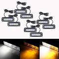 8x White Amber 4-led Warning Hazard Emergency Caution Flash Strobe Lights Bar Car Suv Pickup Truck Van