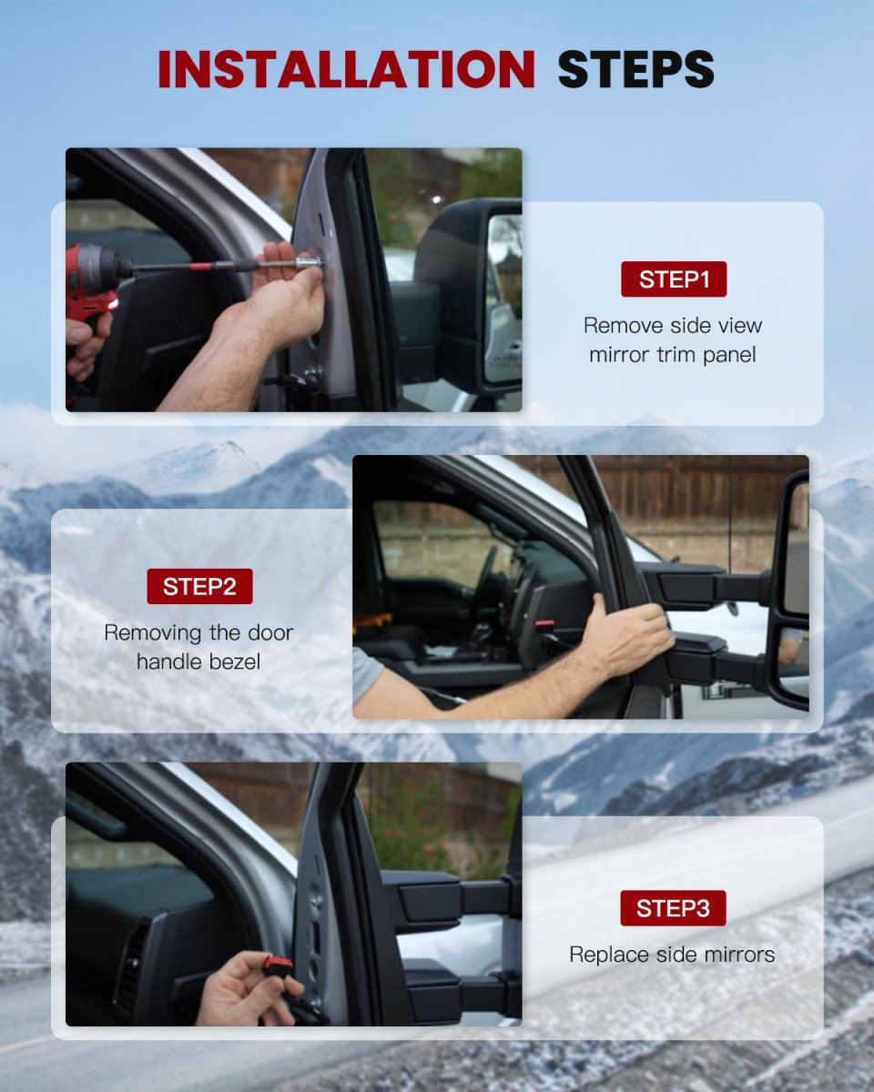 Left And Right Side View Mirror Fit For 1997-1999 Ford 250