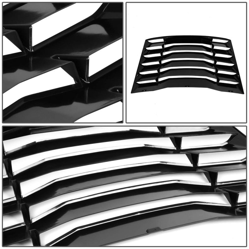 Dna Motoring Ztl-y-0033 Rear Window Vent Louver Windshield Sun Shade Cover Assembly Black