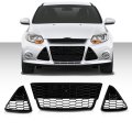 3pcs Front Bumper Lower Grille Cover With Triangle For Ford Focus 2012 2013 2014 Honeycomb Mesh Grill Fits Only S  Se Models 
