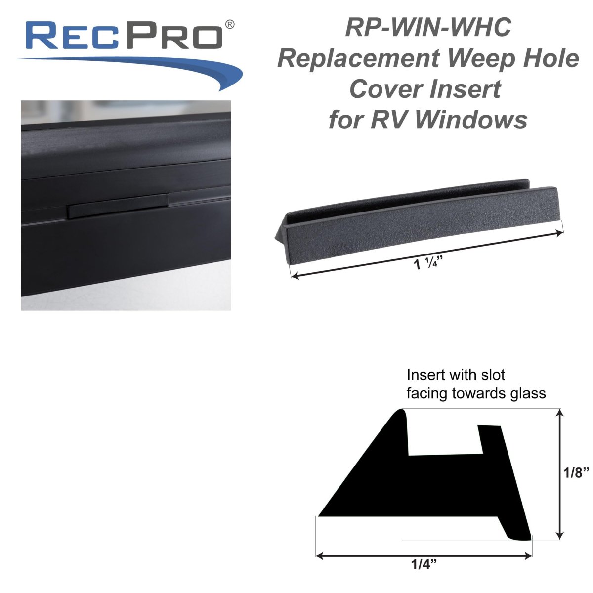 Rv Window Weep Hole Cover Black Plastic 4 Pack 1 25 In W X H 0 D Rp-win-whc