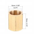 Uxcell Brass Pipe Fitting Coupling 1 4 Pt Female Thread Straight Hex Rod Adapter 5pcs