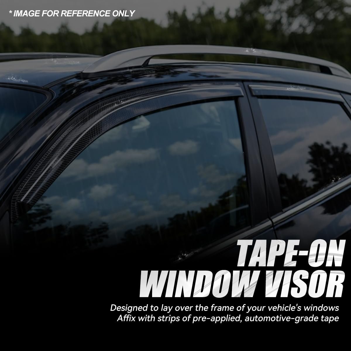 Simulated Carbon Fiber Window Visors For 2010 2015 Hyundai Tucson 4 Piece Glossy Black Rain Guards Vent Shade Deflectors Tape