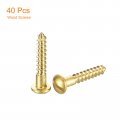 Uxcell Wood Screws M3 X 20mm Slotted Round Head Brass Self-tapping Woodworking Screw 40 Pcs