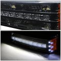 Pair Led Drl Stripe Smoked Housing Front Bumper Light Lamp Compatible With Chevy Silverado Avalanche 1500 2500 03-06
