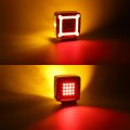 Partsam Pair Double Face Square Pedestal Fender Turn Signal Lights Halo Glow Triple Stud Amber Red 47 Led Stop Marker Running