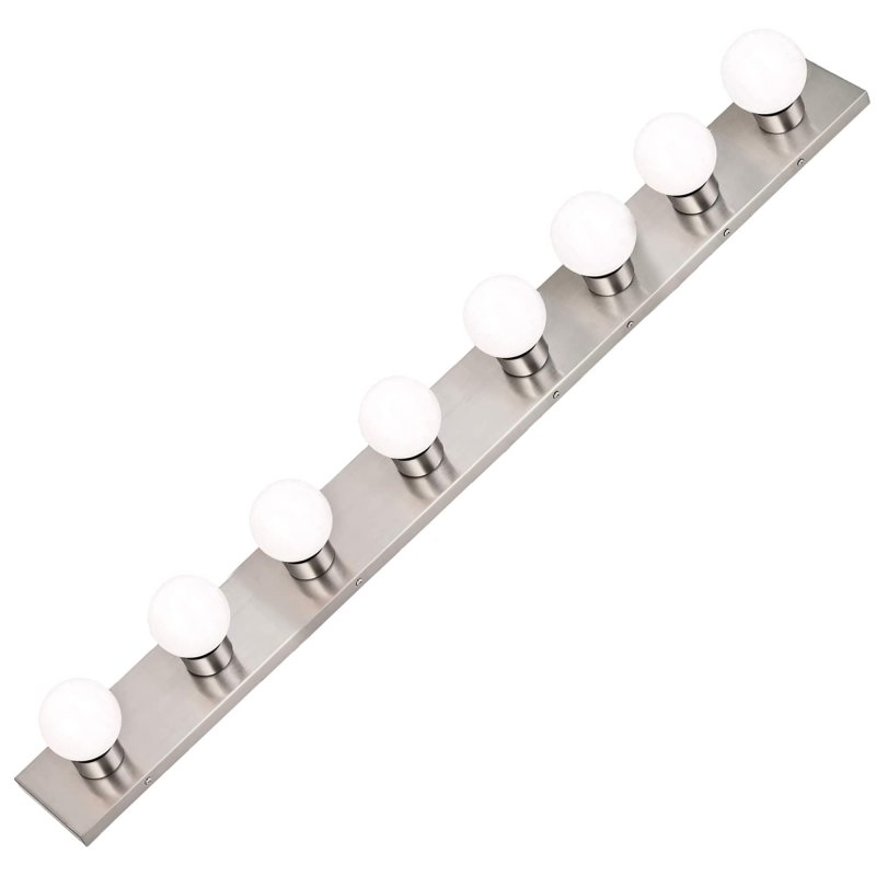 Dysmio Lighting Eight Light Vanity Strip Hollywood Style Mirror Fixture With Brushed Nickel Plates A Salon-grade Accessories