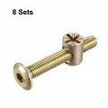 Uxcell M6x40mm Furniture Bolt Nut Set Hex Socket Screw With Barrel Nuts For Beds Headboards Chairs 8 Sets