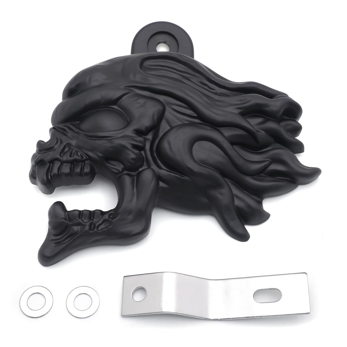 Ghost Head Wind Horn Cover Mt246-009-bk Black Billet Aluminum For 1992 And Up H-d Davidson With Side Mount Cowbell All V-rods