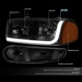 Led Drl Tinted Amber Corner Headlight W Bumper Lamps Tool Kit Compatible With Gmc Sierra 01-07