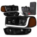 Led Drl Tinted Amber Corner Headlight W Bumper Lamps Tool Kit Compatible With Gmc Sierra 01-07