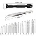 Uxcell 50pcs Pin Vise Drill Bit Tweezers Set 0 5mm-3 0mm Micro Mini Twist Bits 48pcs Precision Stainless Steel Tweezer Hand