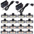 Astra Depot 8pcs White Amber 2-led Strobe Light Grille Flashing With Clips 2pcs Control Boxes Kit Warning Emergency Car Truck