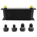 16 Row Universal Transmission Oil Cooler 10an Stacked Plate Aluminum Alloy Engine Condenser Replacement For Vehicles Black 
