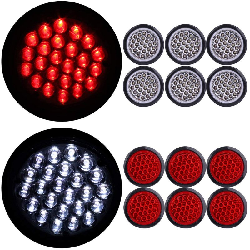 24led Side Marker Light 6pcs 4a Red White Round Trailer Lamp Stop Turn Tail Fit For Boats Truck Pickups 12v Waterproof Signal