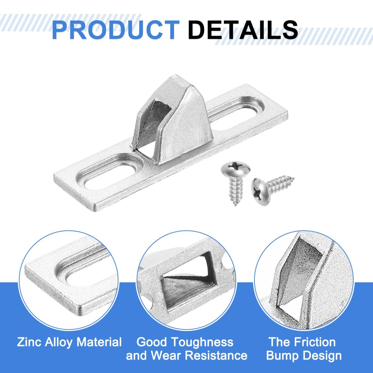 2 Pcs Sliding Door Keepers 4 X 0 67 Zinc Alloy Glass Lock Latch With Mounting Screw For Various Patio Silver