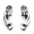 Hongk- Kit 111- Chrome 2 5 Short Angled Adjustable Highway Foot Peg Mount Compatible With 1 25 1-1 4 Engine Guard Harley