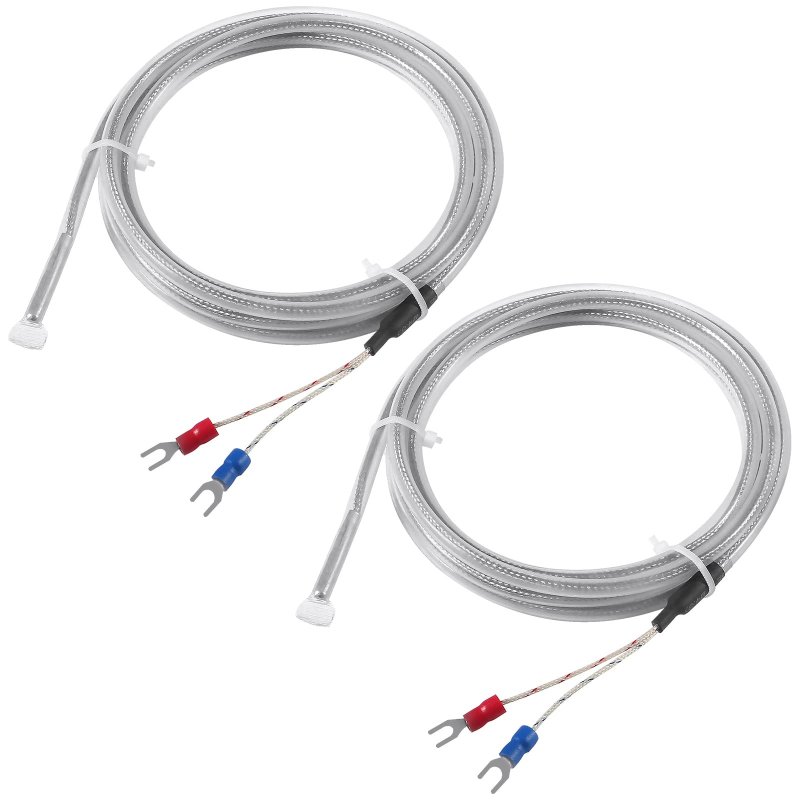 2 Piece K Type Temperature Sensor Probe 6 Ft Waterproof Stainless Steel Thermocouple For Controller 0 To 200 Degrees Celsius