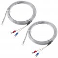 Alinan 2pcs 2m Approx 6 6ft K-type Temperature Sensor Probe Two Wire Controller 0 200a Waterproof And Anti-corrosion Stainless 