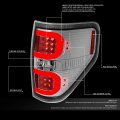 Dual C-tube Led Tail Light Brake Lamps Compatible With Ford F150 94-14 Driver And Passenger Side Chrome Housing Clear Lens