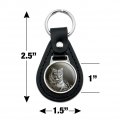 Graphics More Black Leather Snow Leopard On Ledge Keychain