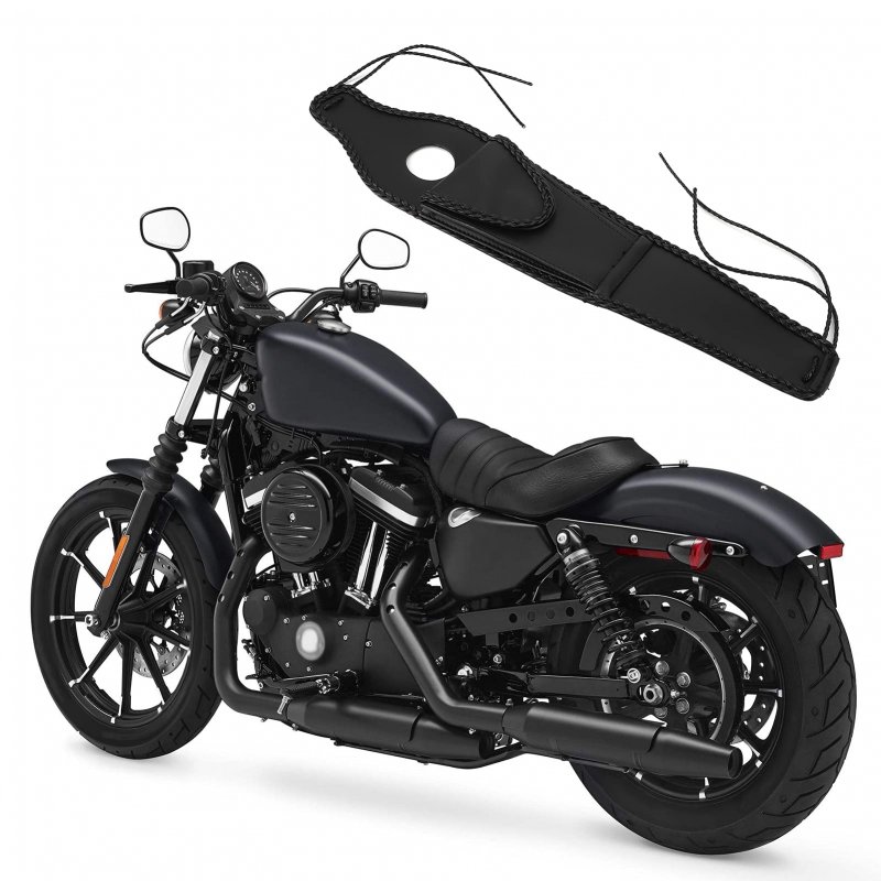 Motorcycle Gas Tank Bag Fuel Pouch Pu Leather Console Center Front Fit For Xl 883 1200 48 Black Braided Rope